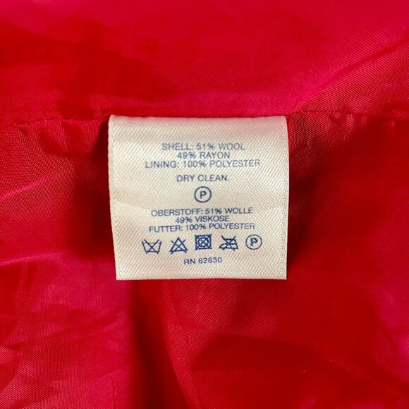 Women's Lands' End Boiled Wool Blend Zip Up Jacket Coat, Cherry Red, Size 14 - Picture 7 of 7